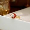 Hyacinth red oil-dripping pearl ring for women, a niche design with a high-end feel, is a fashionable and skin-whitening ring for the New Year 2026 details Picture